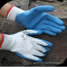 SRSAFETY preiswerte Handschuhe / 10 Gauge weiße Polyester beschichtete hellblaue Latexhandschuhe